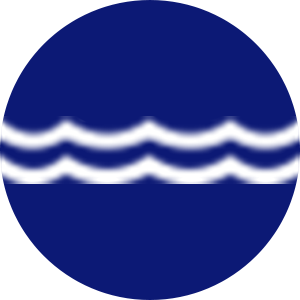 Blue circle and white wave logo